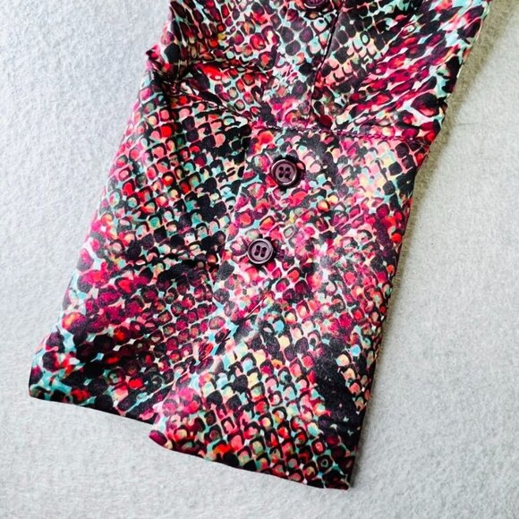 NICHOLAS  V Neck Long Sleeve Blouse US Size 10  Silk Blend  WaterSnake Print - Picture 7 of 12